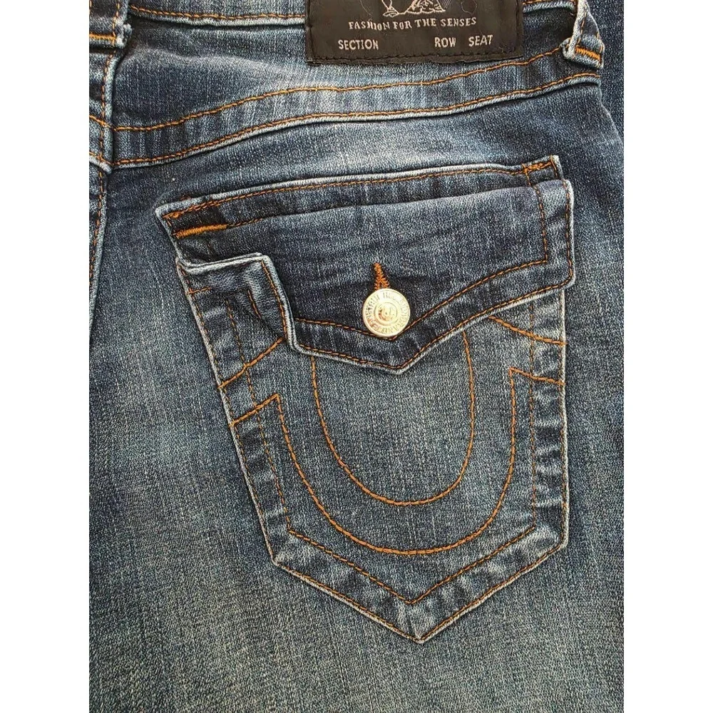 True Religion Jeans Men Sz 31 Blue Ricky Relaxed Straight Washed 5 Pocket Modern
